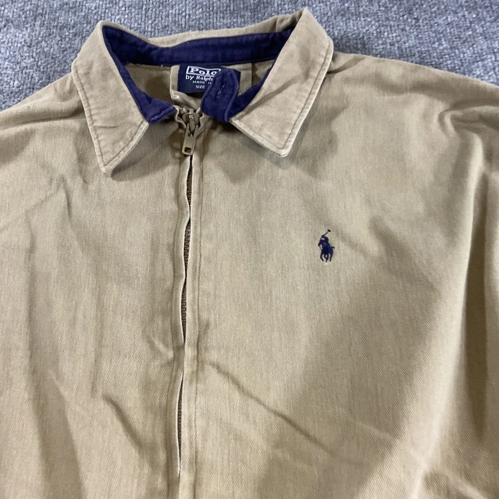 Vintage 90s Polo Ralph Lauren XXL Harrington Jacket Made USA Tan Pony Bomber